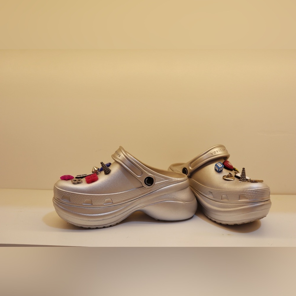 Balenciaga Silver Embellished Mules